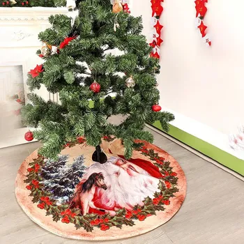 

New Santa Claus Christmas Tree Skirt Non-Woven Fabric Cartoon Pattern Christmas Tree Bottom Decoration Tree Skirt 120Cm