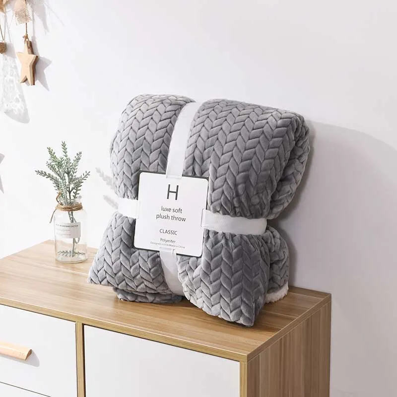 Фланелевое Одеяло в европейском стиле, теплое удобное серое синее одеяло для дивана, покрывало, одеяло для дома - Цвет: grey
