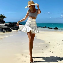 Женская Новая Модная шелковая+ льняная юбка с высокой талией