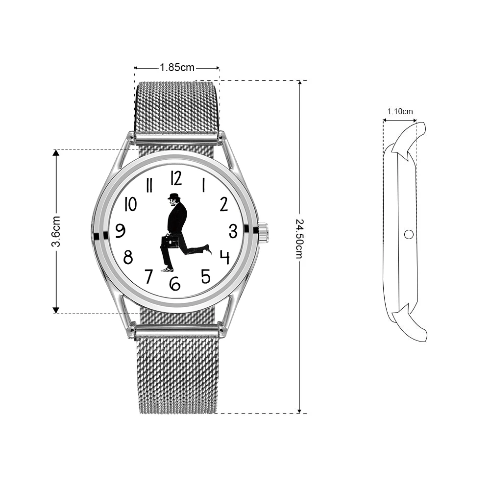 FEB 30TH Walking Men Design Creative Designed Men Unisex Watch 3ATM  Water resistant Stainless Steel Band 3