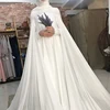 Classic Lace Wedding Dresses Sweet Fashion Bride Floor Length Applique Long Sleeve High Collar Full Wrap  Muslim Wedding Dresses 1