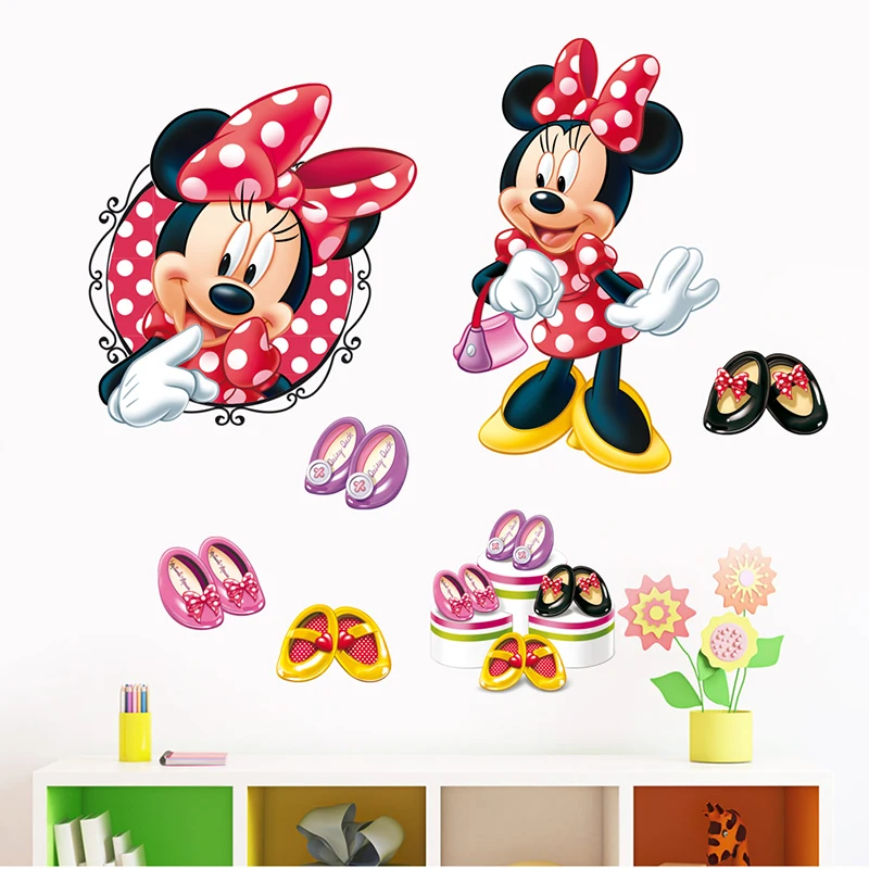 Cartoon Disney Fashion Minnie Bow-Knot Wall Stickers For Nursery Kids Room Home Decor Bedroom Wall PVC Mural Art DIY Wallpaper Cartoon Disney Fashion Minnie Bow-Knot Wall Stickers For Nursery Kids Room Home Decor Bedroom Wall PVC Mural Art DIY Wallpaper