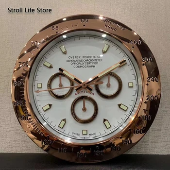 

Creative Rose Gold Wall Clock Metal Silent Luminous 3d Large Clocks Wall Watches Home Decer Calendar Birthday Gift with LOGO