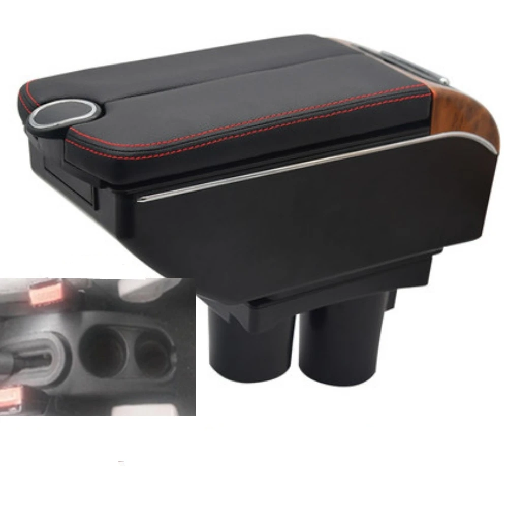 

For Citroen C2 C3 Armrest Box Center Console Storage Elbow Rest with Phone Charging USB Cup Holder
