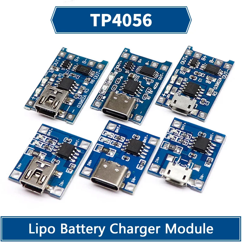 10Pcs Micro USB 5V 1A 18650 TP4056 Lithium Battery Charger Module Charging Board With Protection Dual Functions Li-ion | Электронные
