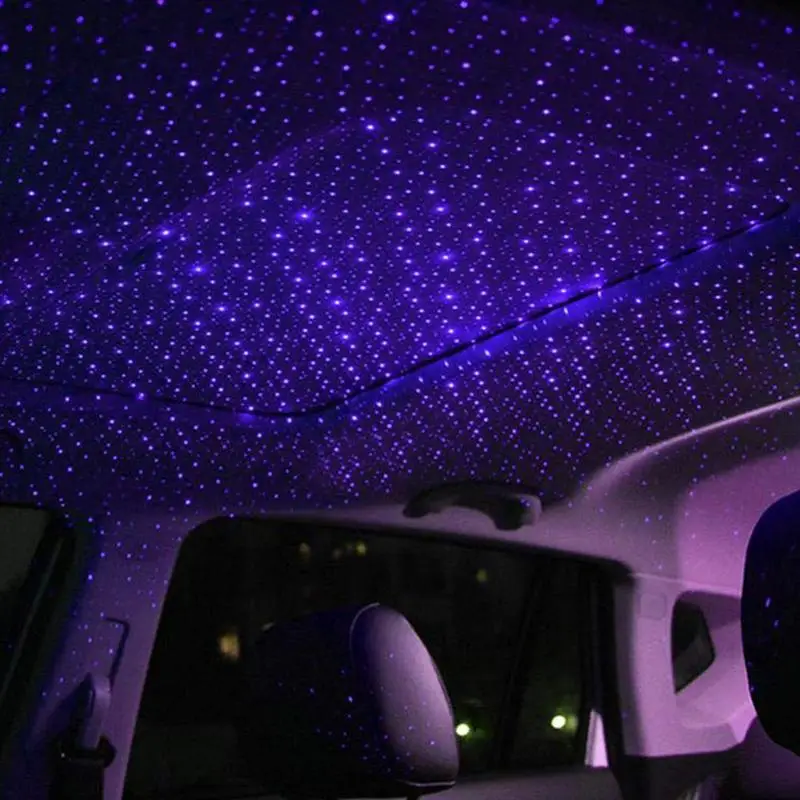 Синий светодиодный светильник на крышу автомобиля, ночник, проектор, атмосферная автомобильная лампа Galaxy, USB декоративная лампа, регулируемый автомобильный светильник