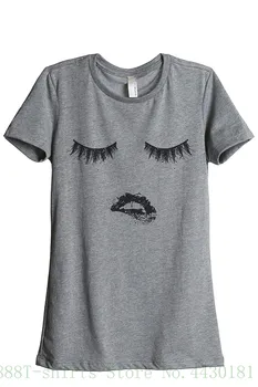 

Women's Tee Thread Tank Lips And Lashes Women's Fashion Relaxed T Shirt Tee Heather Grey Fashion Personality girls