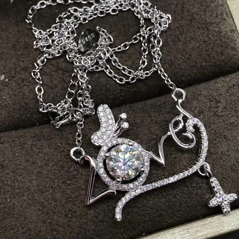 Kkmall Store круглые серебряные подвески Moissanite 1.00ct D VVS Роскошные Подвески Moissanite серьги-гвоздики 925 ожерелья