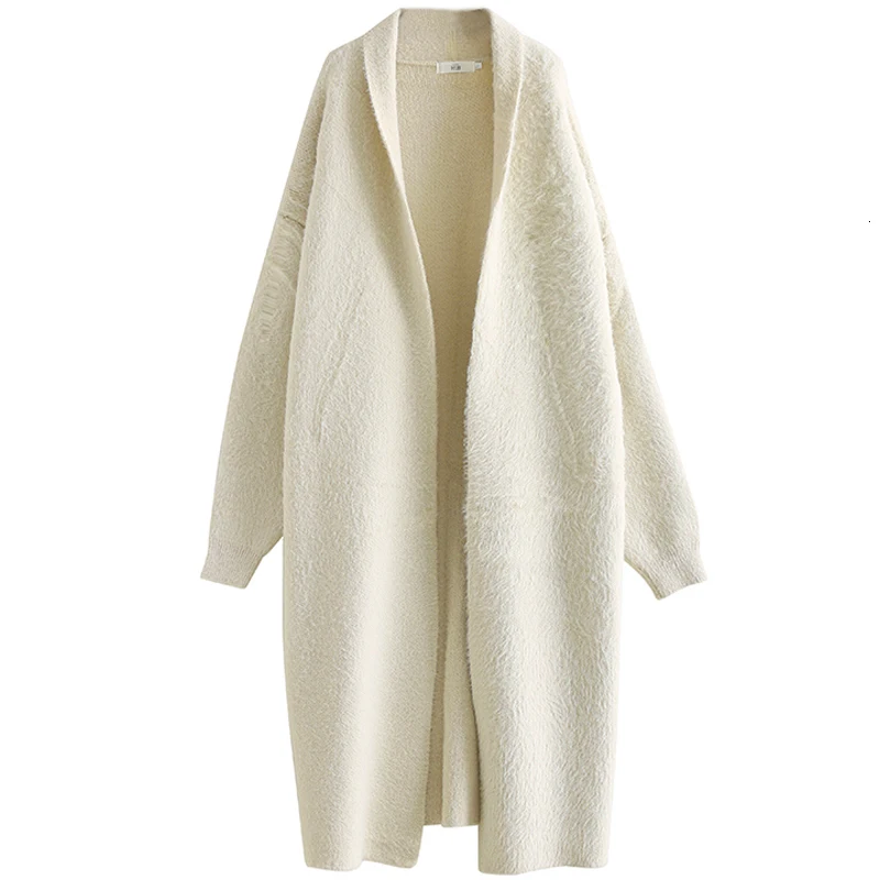 [DEAT] 2020 New Autumn Fast Delivery Trend Solid Color Full Sleeve Warm Scarf  Collar Elegant Loose Cardigan Woolen Coat AT259