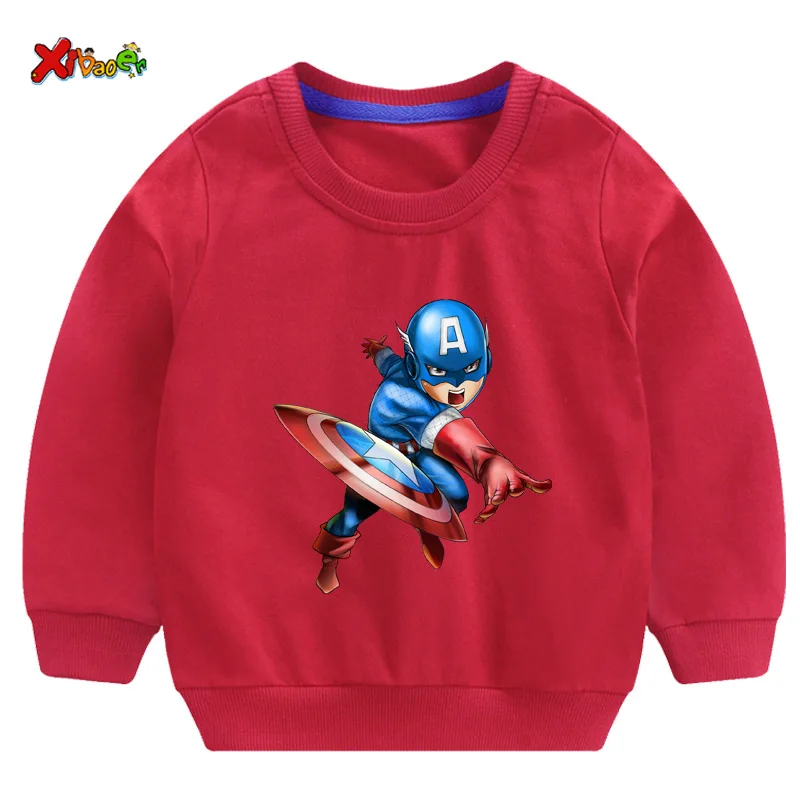Baby sweatshirt boys autumn cartoon funny superman Hoodies Autumn Winter Toddler Infant Pullover white sweatshirt for boy - Цвет: sweatshirt red