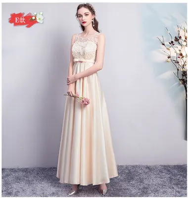 Свадебное платье для гостей, Vestido Largo Sirena, платье подружки невесты, элегантное атласное платье без рукавов, ТРАПЕЦИЕВИДНОЕ длинное простое платье, сексуальное платье для выпускного вечера цвета шампанского - Цвет: E champagne 91