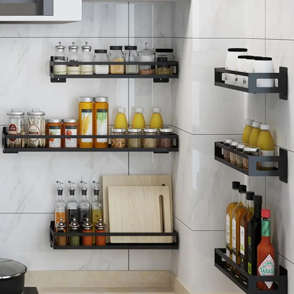 

Kitchen Shelf Organizer Stainless Steel Spice Rack Shelves Seasoning Storage Rack Wall Mounted Flavouring Holder For Kitchen