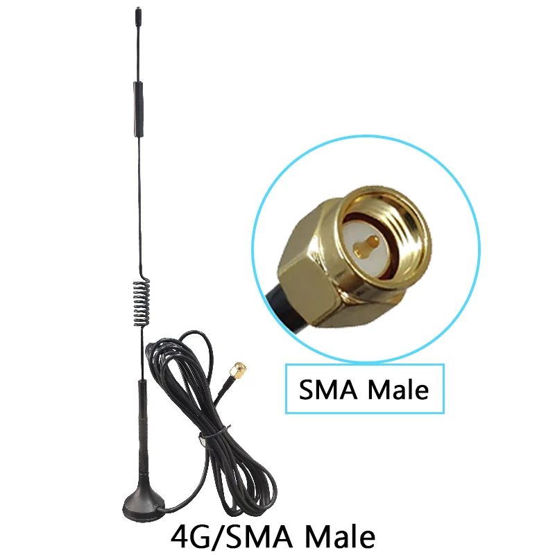 Grandwisdom 5pcs 3G 4G LTE Antenna 12dbi SMA Male Connector Aerial 698-960/1700-2700Mhz IOT magnetic base 3M Clear Sucker Antena