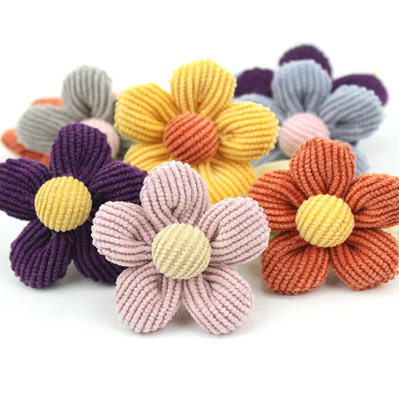 

12Pcs 4.5cm Handmade Flannelette Flowers Padded Appliques For DIY Headwear Hairpin Clothing Patches Crafts Decor Accessories