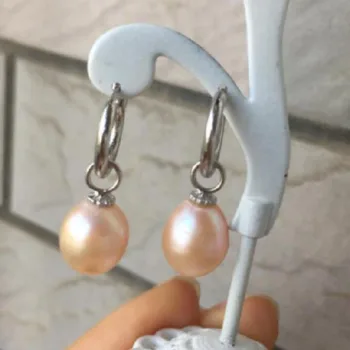 

pair of 10-12mm south sea baroque gold pink pearl earring 14K/20 white gold hook