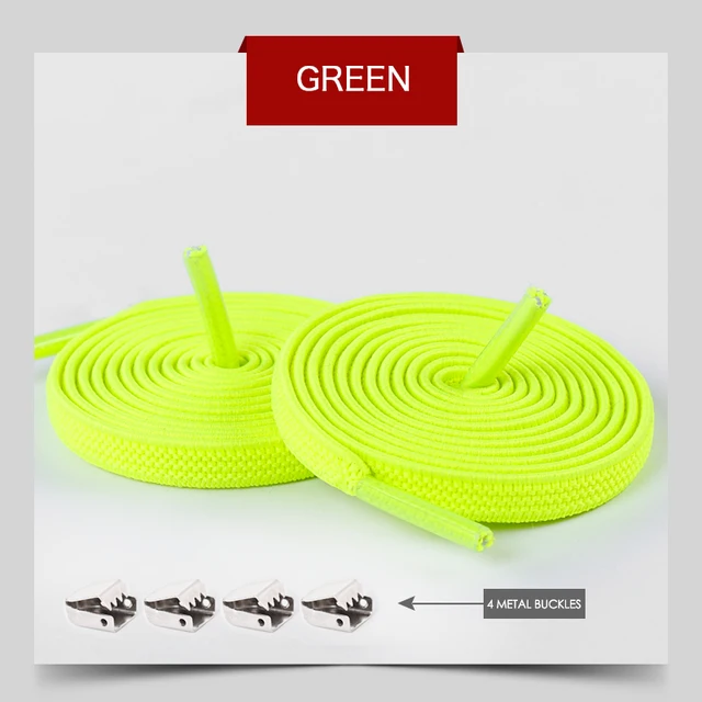 Elastic Shoelaces No Tie Shoe laces Outdoor Leisure Sneakers Quick Safety Flat Shoe lace Kids And Adult Unisex Lazy laces 1 Pair Fluorescent Green