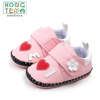 

Baby Shoes Anti-Slip Soft Baby Lovely cat First Walkers Elephant Giraffe Printed Toddler Shoes Newborn Girls PU Leather Love