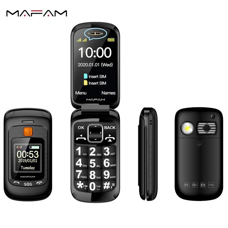 Flip Double Dual Screen Dual SIM SOS key Speed Dial Touch Handwriting Russian Keyboard FM Senior Cellphone For Old People