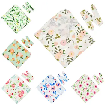 

2Pcs/set Baby Kids Wrapped Cloth Rabbit Ears Hair Band Set Printed Flowers Newborn Quilt Blanket Photography Props Jewelry Gifts