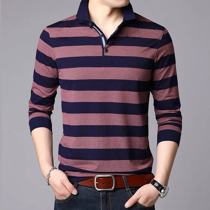 

Casual Striped Design 2019 Polo Shirt Men Plus Asian Size 5XL 4XL 3XL-M Spring Autumn Long Sleeve 95% Cotton