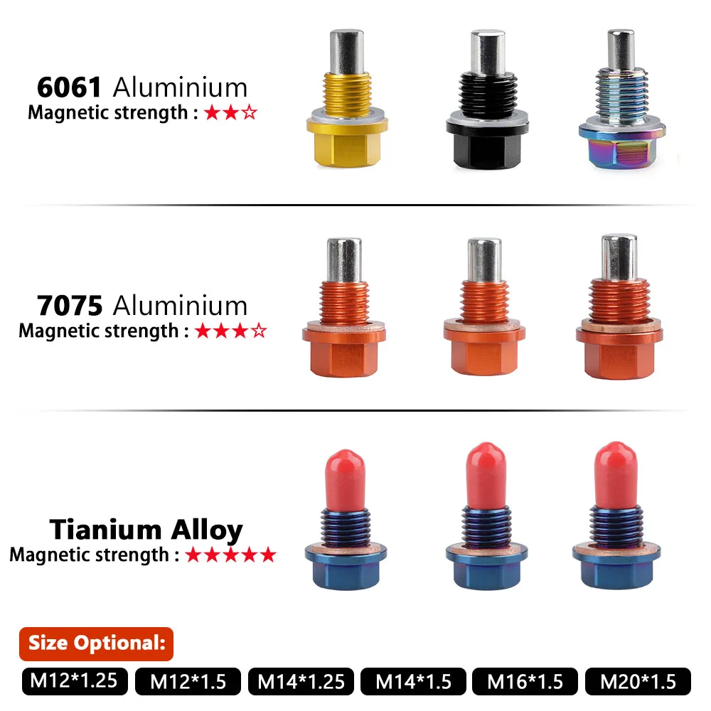 Titanium Alloy M12 M14*1.5MM Engine Dress Up Magnetic Oil Drain Plug Package Oil Sump Drain Plug Nut For Honda Mitsubishi