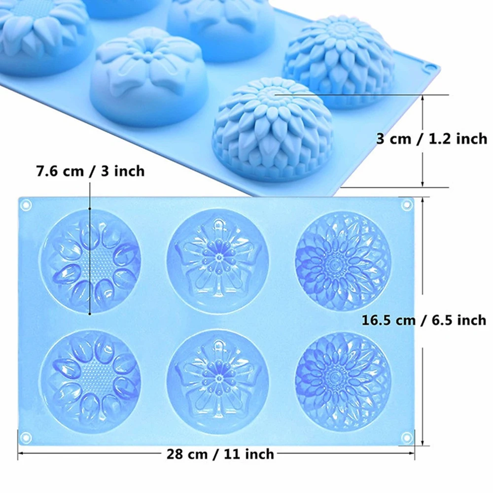 New 6 Style Sunflower Shaped Silicone DIY Handmade Soap Candle Cake Mold Supplies