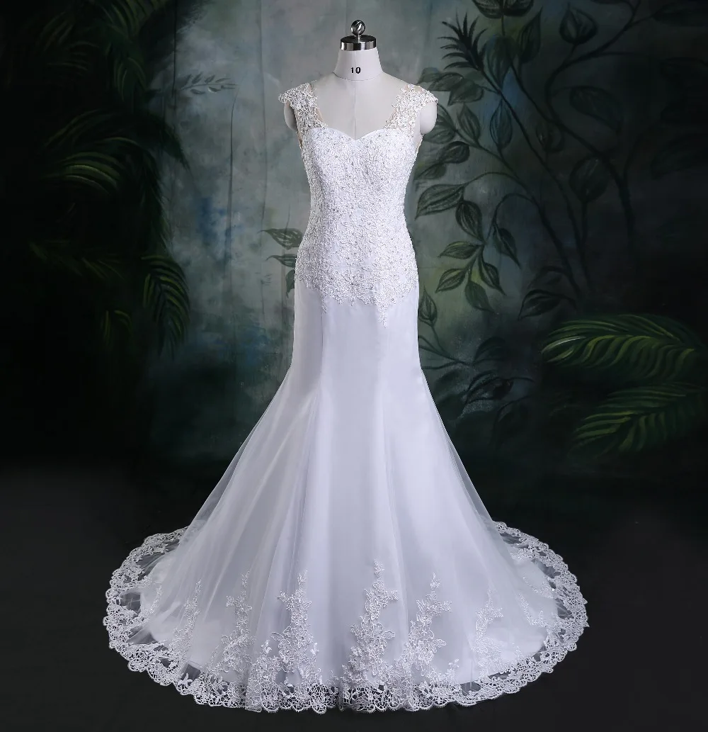 Vestido De Noiva прозрачный белый с низким вырезом на спине кружевное, с коротким рукавом свадебное платье невесты платье Свадебные платья Русалочки