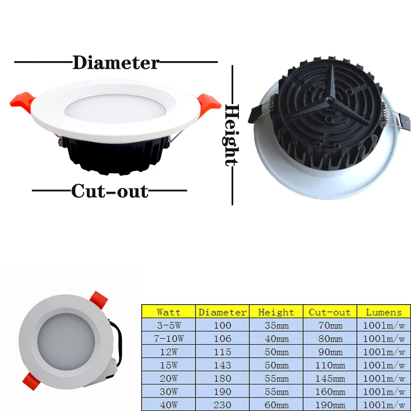 

LEDACE Multiple mode selection High quality COB led downlight ip65 round chandelier dimmable 110v-240v 5W 7W 10W 15W 30w 40w