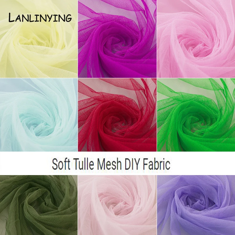 Новое поступление 10 м мягкий тюль зашифрованная сетчатая ткань для свадебного платья ткань сплошной цвет сетка москитная юбка D727