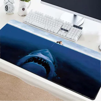 

Yuzuoan funny fishing shark mouse pad natural rubber lock edge office desk pad speed type game pad