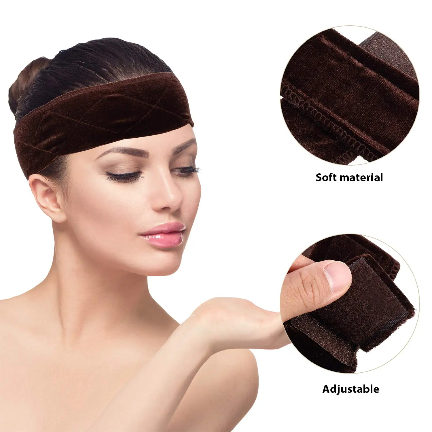 10pcs Wig Grip Velvet With Adjustable Velcro Flexible
