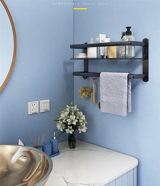 Aluminum Black Bathroom Storage Shelf Shower Rack Black Modern Fixture   Accesorios para baño modernos, Estantes de baño, Adornos para baños