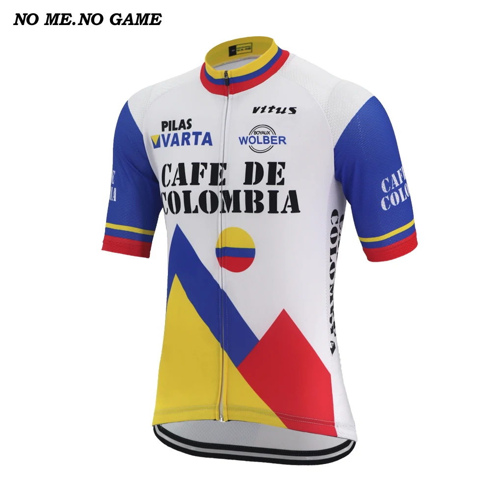 Классический Велоспорт Джерси для мужчин лето индивидуальный заказ желтый синий белый ретро команда mtb дорожный гоночный велосипед одежда с коротким рукавом