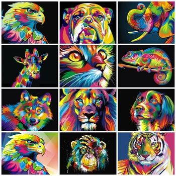 

DIY Paints By Numbers Cat Dog Animals 50x40cm Art Pictures Set Coloring Decorative Canvas Wall Artcraft Oil Painting By Numbers
