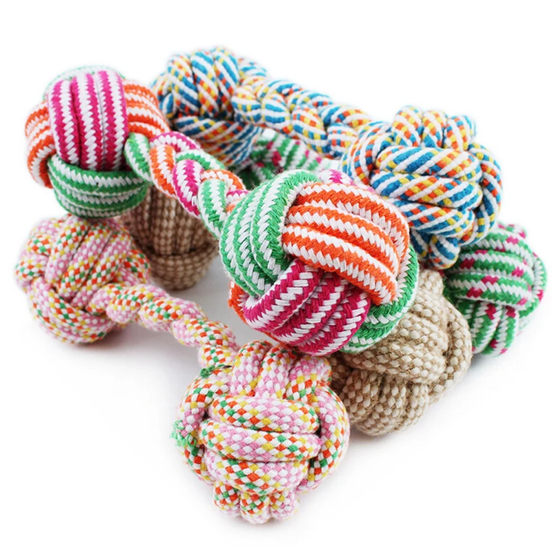 

Pet Dog Teeth Clean Rope Play Toys Bone Shape Cotton Rope Chew Toys Rope Toys Pet Dog Grind 21cm Assorted Colors Supply