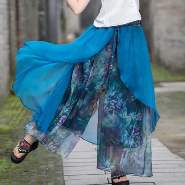 Pantalones mujer pantalon femme женские Осень-весна этнический, хиппи длинное синее с принтом пэчворк с широкими штанинами; Штаны для маленьких детей детские брюки AF596