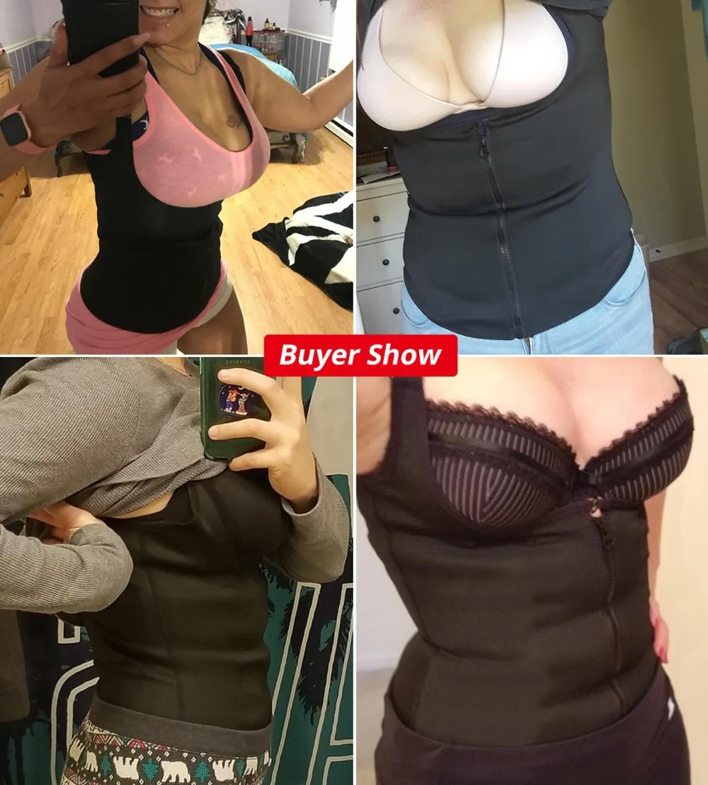 1 CXZD-Women-Waist-Trainer-Push-Up-Vest-Tummy-Belly-Girdle-Body-Shaper-Waist-Cincher-Corset-Zipper