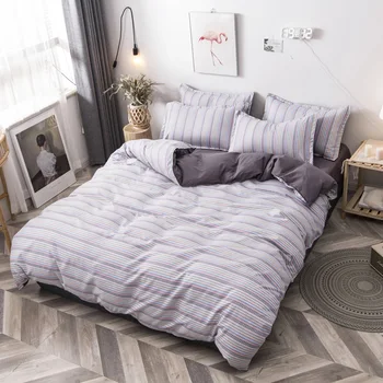 

gray stripe nordic Bed linen ab side bedding set for home duvet cover bed sheets and pillowcases single twin queen king size