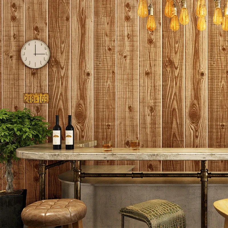 

Chinese Style Retro Imitated Wood di ban mu Texture Wallpaper Specialty Shops Tea House Cafe PVC Board Texture Wallpaper