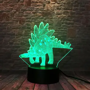 

Luminous 3D Illusion Led Lamp 7 Colors Change Nightlight Desk Dragon Model Jurassic Park Stegosaurus Dragon Animal Figure Toys