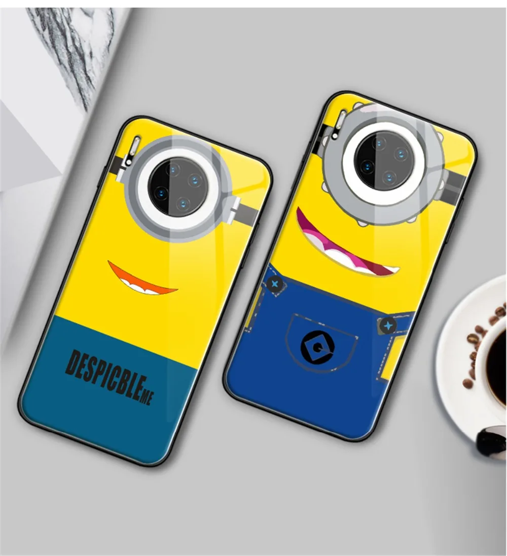 Модный мультяшный 3D чехол для телефона с миньонами для huawei mate 30 Pro Роскошный чехол из закаленного стекла для huawei mate 30 чехол для телефона