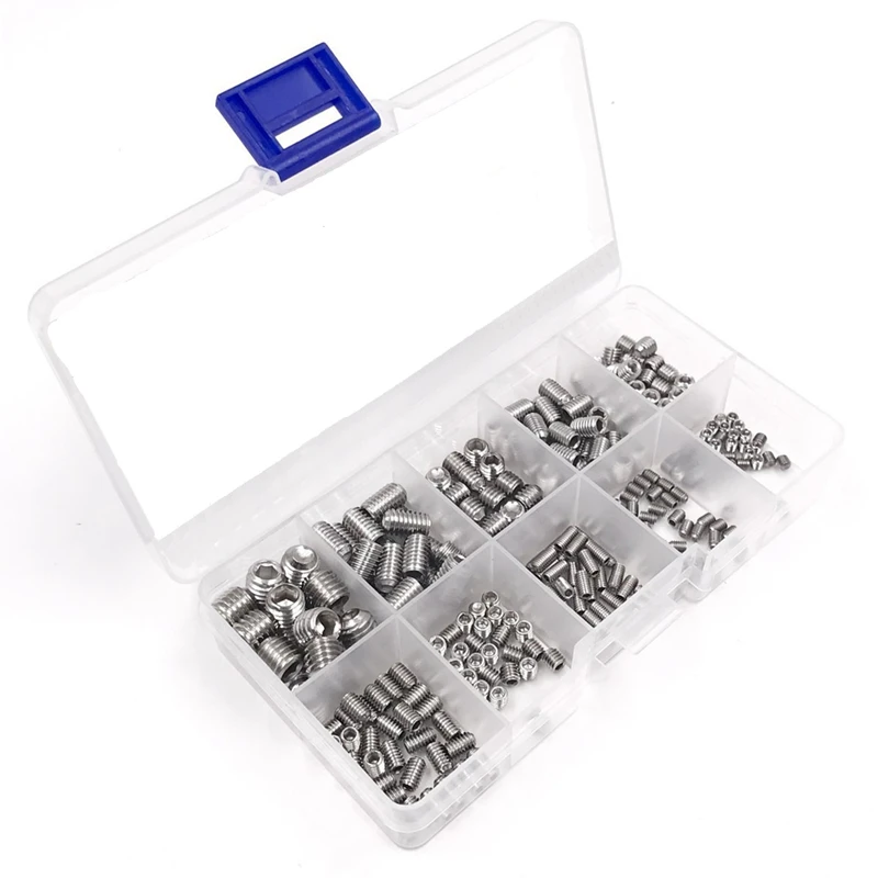 

300 PCS Stainless Steel Screw Box with Concave End Fixed Hexagon Socket Headless Machine Screw