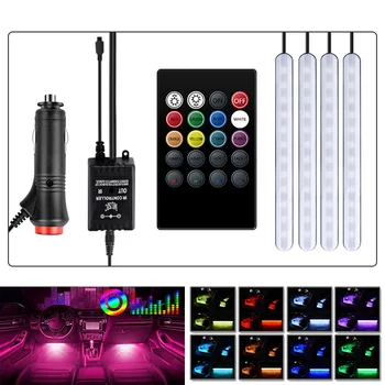 

4pcs Atmosphere Lights Car W/ Remote Control DC12V Wide Angle Accessories Interior