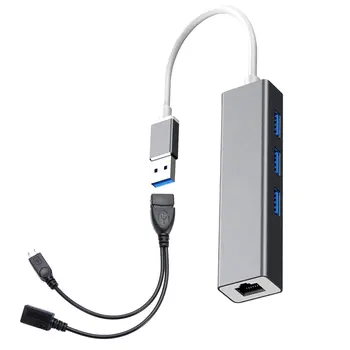 

2020 NEW 3 Port USB Hub Lan Ethernet Connector & OTG Adapter Support 1000M Ethernet Support Hot Swap