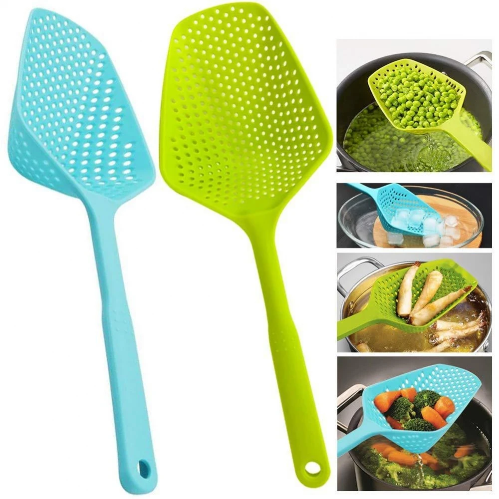 

1PCS Eco-Friendly Colander Noodle Drain Non-stick Filter Spoon Kitchen Accessories Cooking Shovel Vegetable Filter Nylon Spoon