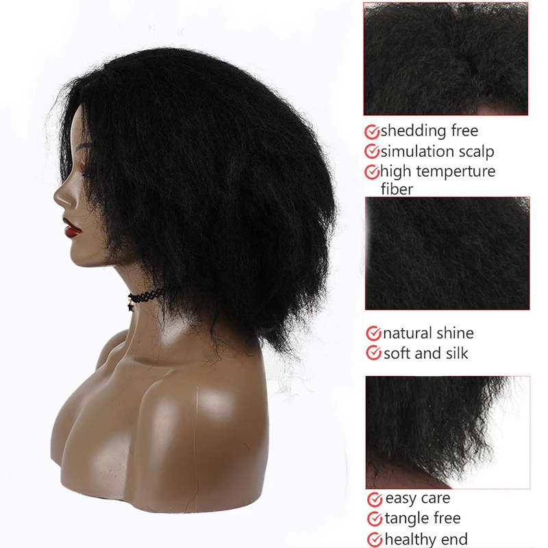 kinky straight wig in synthetic afro wig natural balck Short Kinky Curly Fluffy Wig for balck women African American MSGLAMOR