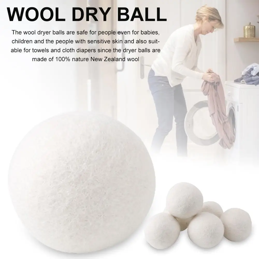 6 Larger Clothes Drying Balls Organic Hypoallergenic Wool Tumble Dry Balls, High Quality Wool
