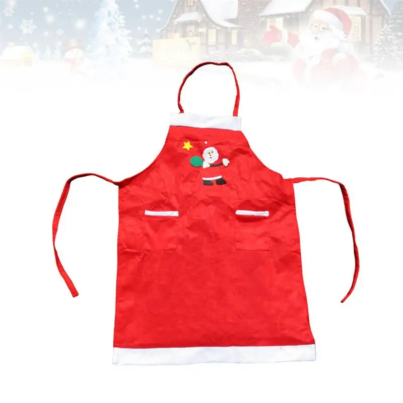Christmas Aprons Non-woven Fabrics Printed Aprons Washable Durable for Waiter Server(Santa Claus) A35