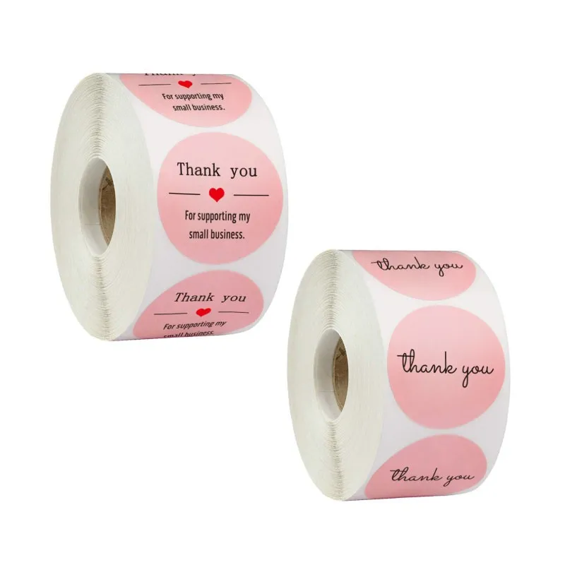 

Free Shipping 5000pcs/lot 2.5cm thank you pink wedding Gold label cake envelope business scrapbook sealing sticker