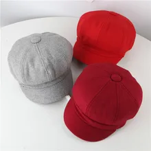 Модная детская однотонная утепленная шапка-берет для мальчиков и девочек 30N06